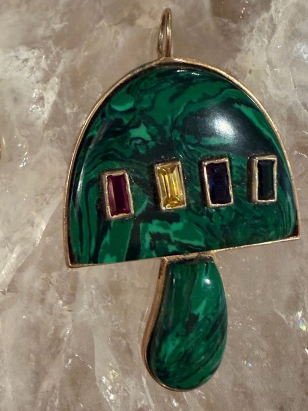 Malachite mushroom charm